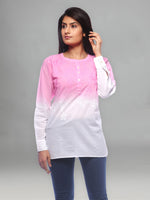Load image into Gallery viewer, Seva Chikan Hand Embroidered Pink Cotton Lucknowi Chikankari Short Top-SCL0507