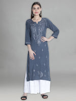 Load image into Gallery viewer, Seva Chikan Hand Embroidered Rayon Lucknowi Chikankari Kurta
