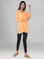 Load image into Gallery viewer, Seva Chikan Hand Embroidered Orange Georgette Lucknowi Chikan Top -SCL0972