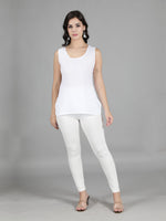 Load image into Gallery viewer, Seva Chikan White Cotton Short Slip- SCL5000