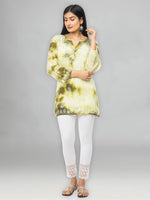 Load image into Gallery viewer, Seva Chikan Hand Embroidered Green Rayon Lucknowi Chikan Top-SCL2194