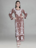 Load image into Gallery viewer, Seva Chikan Hand Embroidered Modal Cotton Chikankari Kurta With Palazzo
