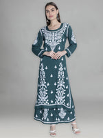 Load image into Gallery viewer, Seva Chikan Hand Embroidered Modal Cotton Chikankari Kurta With Palazzo