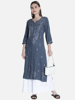 Load image into Gallery viewer, Seva Chikan Hand Embroidered Rayon Lucknowi Chikankari Kurta