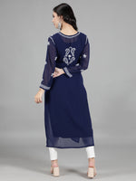 Load image into Gallery viewer, Seva Chikan Hand Embroidered Georgette Chikankari Kurta With Slip
