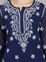 Load image into Gallery viewer, Seva Chikan Hand Embroidered Georgette Chikankari Kurta With Slip
