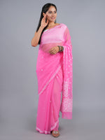 Load image into Gallery viewer, Seva Chikan Hand Embroidered Dark Pink Georgette Lucknowi Chikankari Saree- SCL6065