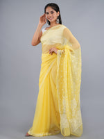Load image into Gallery viewer, Seva Chikan Hand Embroidered Yellow Georgette Lucknowi Chikankari Saree- SCL6061