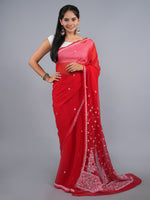 Load image into Gallery viewer, Seva Chikan Hand Embroidered Red Georgette Lucknowi Chikankari Saree- SCL6060