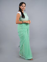 Load image into Gallery viewer, Seva Chikan Hand Embroidered Green Georgette Lucknowi Chikankari Saree- SCL6066