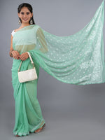 Load image into Gallery viewer, Seva Chikan Hand Embroidered Green Georgette Lucknowi Chikankari Saree- SCL6066