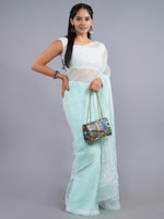 Load image into Gallery viewer, Seva Chikan Hand Embroidered Light Green Georgette Lucknowi Chikankari Saree- SCL6063