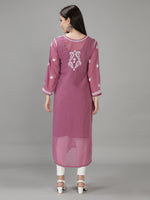 Load image into Gallery viewer, Seva Chikan Hand Embroidered Georgette Chikankari Kurta With Slip