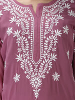 Load image into Gallery viewer, Seva Chikan Hand Embroidered Georgette Chikankari Kurta With Slip