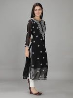 Load image into Gallery viewer, Seva Chikan Hand Embroidered Georgette Chikankari Kurta With Slip