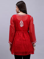 Load image into Gallery viewer, Seva Chikan Hand Embroidered Georgette Lucknowi Chikankari Top With Slip