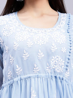 Load image into Gallery viewer, Seva Chikan Hand Embroidered Georgette Lucknowi Chikankari Top With Slip