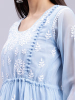 Load image into Gallery viewer, Seva Chikan Hand Embroidered Georgette Lucknowi Chikankari Top With Slip