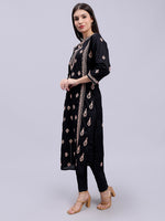 Load image into Gallery viewer, Seva Chikan Hand Embroidered Black Cotton Lucknowi Chikankari Kurta