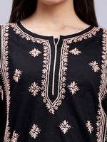 Load image into Gallery viewer, Seva Chikan Hand Embroidered Black Cotton Lucknowi Chikankari Kurta