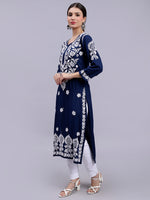 Load image into Gallery viewer, Seva Chikan Hand Embroidered Modal Cotton Lucknowi Chikankari Kurta