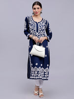 Load image into Gallery viewer, Seva Chikan Hand Embroidered Modal Cotton Lucknowi Chikankari Kurta