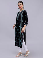 Load image into Gallery viewer, Seva Chikan Hand Embroidered Black Cotton Lucknowi Chikankari Kurta