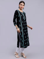 Load image into Gallery viewer, Seva Chikan Hand Embroidered Black Cotton Lucknowi Chikankari Kurta