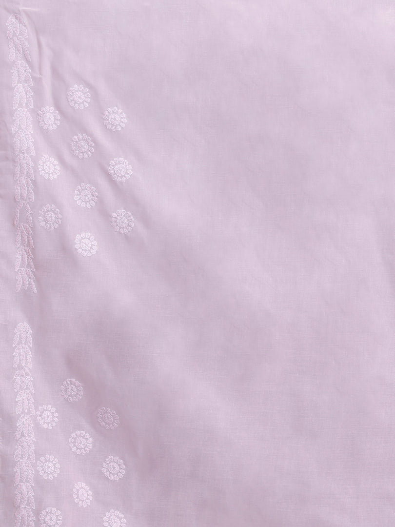 Seva Chikan Hand Embroidered Pink Terivoil Cotton Lucknowi Chikankari Saree- SCL6045