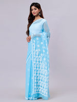 Load image into Gallery viewer, Seva Chikan Hand Embroidered Blue Georgette Lucknowi Chikankari Saree- SCL6052
