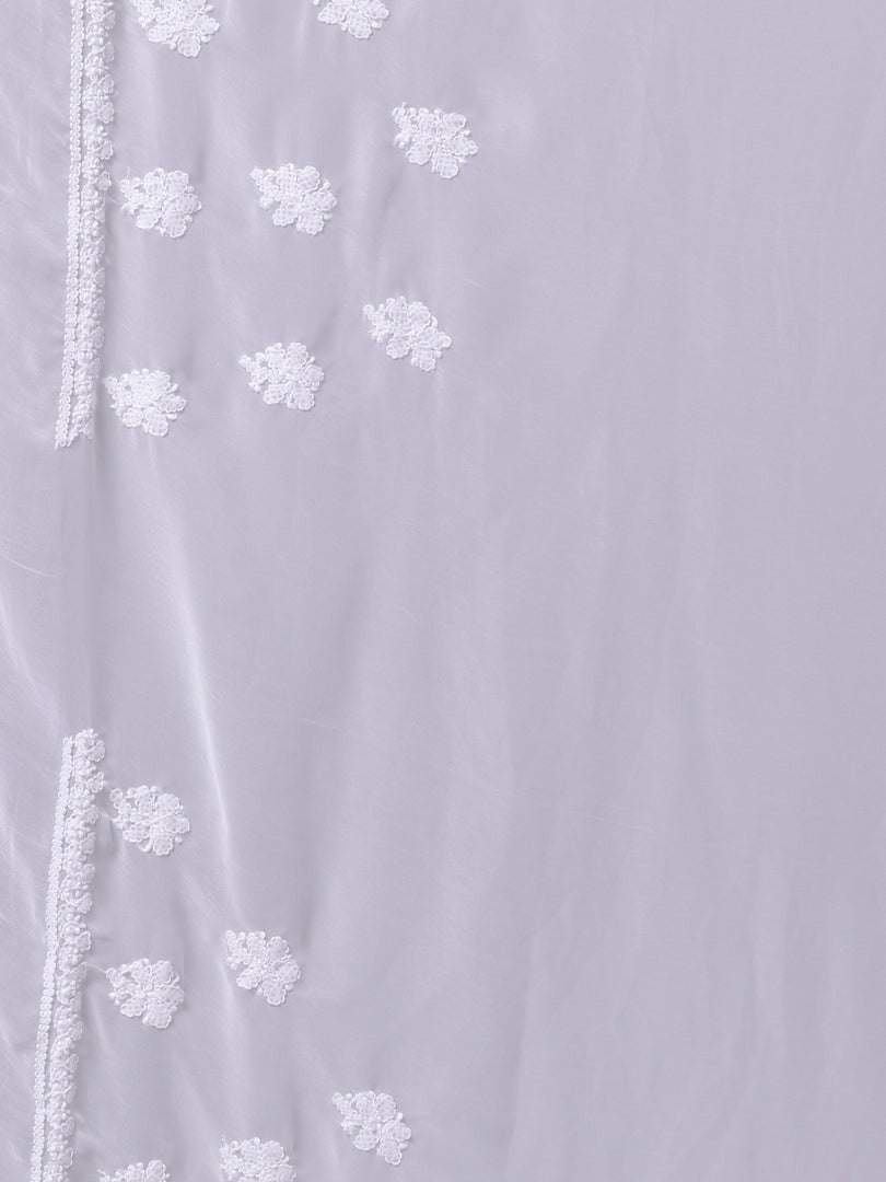 Seva Chikan Hand Embroidered White Georgette Lucknowi Chikankari Saree- SCL6050