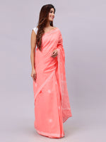 Load image into Gallery viewer, Seva Chikan Hand Embroidered Peach Terivoil Cotton Lucknowi Chikankari Saree- SCL6053