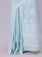 Load image into Gallery viewer, Seva Chikan Hand Embroidered Grey Terivoil Cotton Lucknowi Chikankari Saree- SCL6059