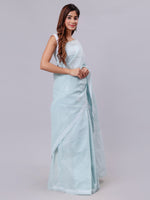 Load image into Gallery viewer, Seva Chikan Hand Embroidered Grey Terivoil Cotton Lucknowi Chikankari Saree- SCL6059