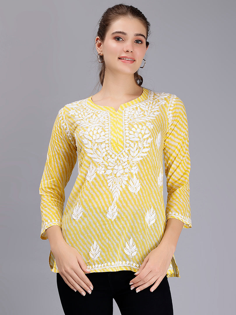 Seva Chikan Hand Embroidered Mal-Mal Lucknowi Chikankari Top