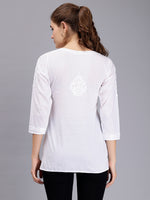 Load image into Gallery viewer, Seva Chikan Hand Embroidered White Cotton Lucknowi Chikankari Top SCL9101