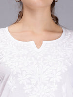 Load image into Gallery viewer, Seva Chikan Hand Embroidered White Cotton Lucknowi Chikankari Top SCL9101