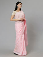 Load image into Gallery viewer, Seva Chikan Hand Embroidered Pink Terivoil Cotton Lucknowi Chikankari Saree- SCL6056