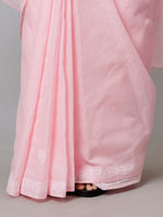 Load image into Gallery viewer, Seva Chikan Hand Embroidered Pink Terivoil Cotton Lucknowi Chikankari Saree- SCL6056