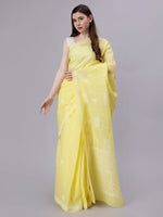 Load image into Gallery viewer, Seva Chikan Hand Embroidered Yellow Terivoil Cotton Lucknowi Chikankari Saree- SCL6057