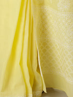 Load image into Gallery viewer, Seva Chikan Hand Embroidered Yellow Terivoil Cotton Lucknowi Chikankari Saree- SCL6057