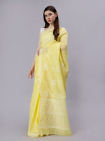 Load image into Gallery viewer, Seva Chikan Hand Embroidered Yellow Terivoil Cotton Lucknowi Chikankari Saree- SCL6057