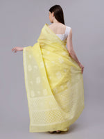 Load image into Gallery viewer, Seva Chikan Hand Embroidered Yellow Terivoil Cotton Lucknowi Chikankari Saree- SCL6057