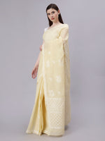 Load image into Gallery viewer, Seva Chikan Hand Embroidered Beige Terivoil Cotton Lucknowi Chikankari Saree- SCL6055
