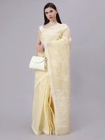 Load image into Gallery viewer, Seva Chikan Hand Embroidered Beige Terivoil Cotton Lucknowi Chikankari Saree- SCL6055