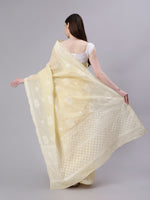 Load image into Gallery viewer, Seva Chikan Hand Embroidered Beige Terivoil Cotton Lucknowi Chikankari Saree- SCL6055