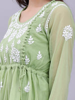 Load image into Gallery viewer, Seva Chikan Hand Embroidered Georgette Lucknowi Chikankari Top With Slip