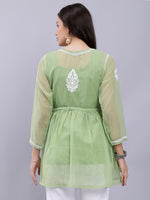 Load image into Gallery viewer, Seva Chikan Hand Embroidered Georgette Lucknowi Chikankari Top With Slip