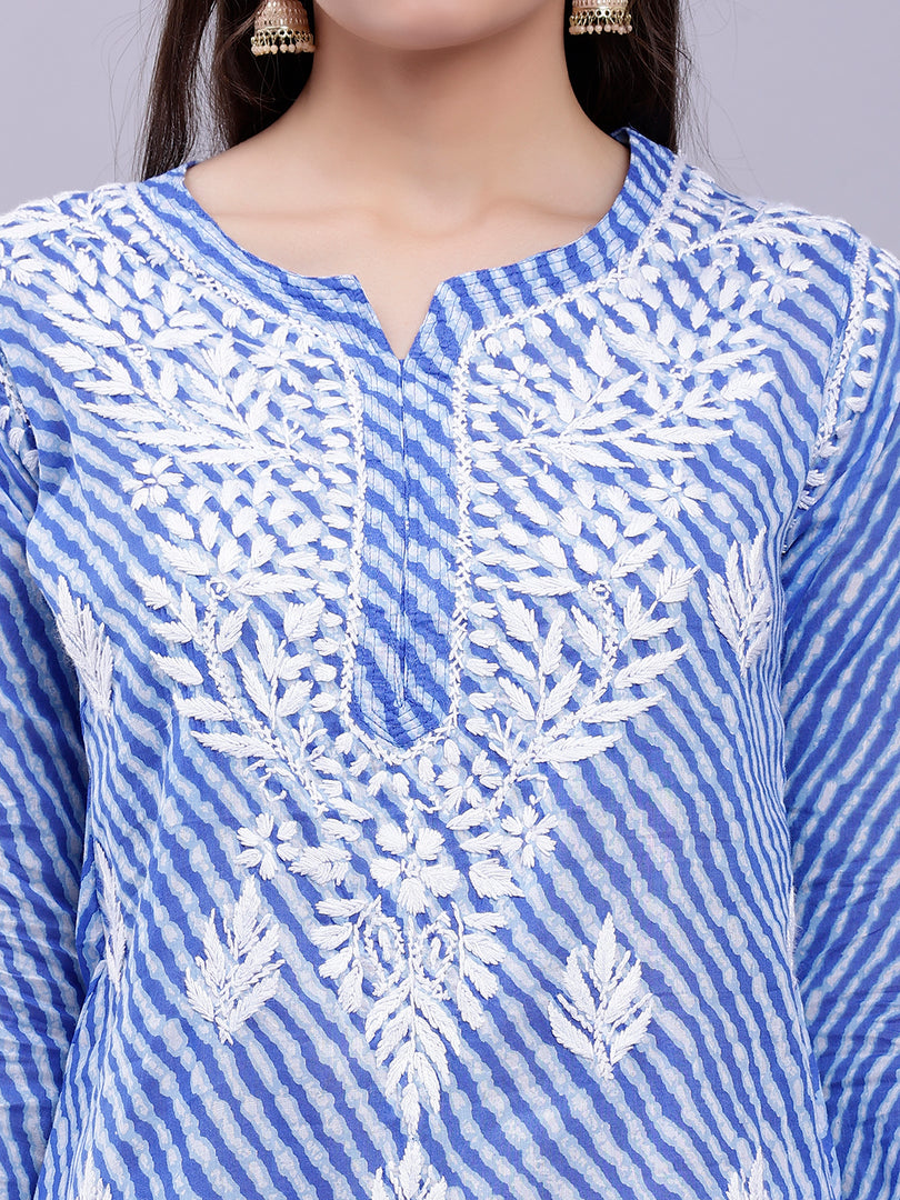Seva Chikan Hand Embroidered Mal-Mal Lucknowi Chikankari Top