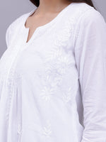 Load image into Gallery viewer, Seva Chikan Hand Embroidered White Cotton Lucknowi Chikankari Top SCL9106
